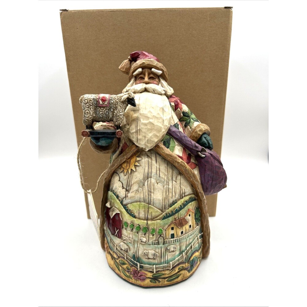 VTG Jim Shore O'er The Fields We Go Santa Figurine 112241  Farm Lamb Enesco 2003